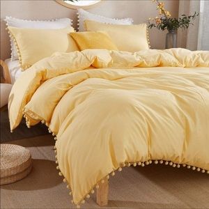 3pc Queen Size Yellow Bedding Duvet Covers 90x90In